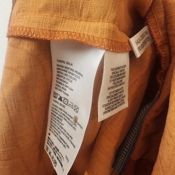 Tommy Bahama 100% Silk Orange Crosshatch Button Down Shirt Mens XXL - Picture 7 of 9